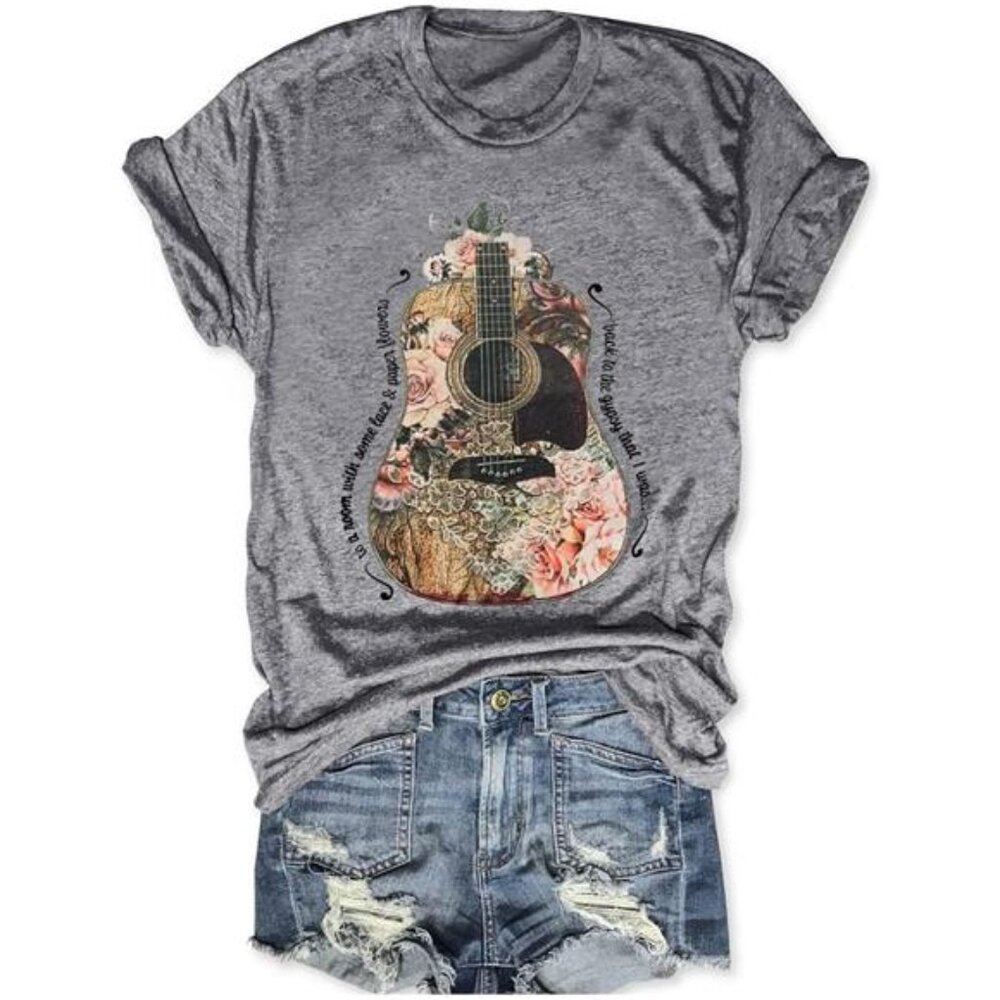 Women Nashville Shirts Vintage Country Music T Shirt Short Sleeve Rock Band Tops